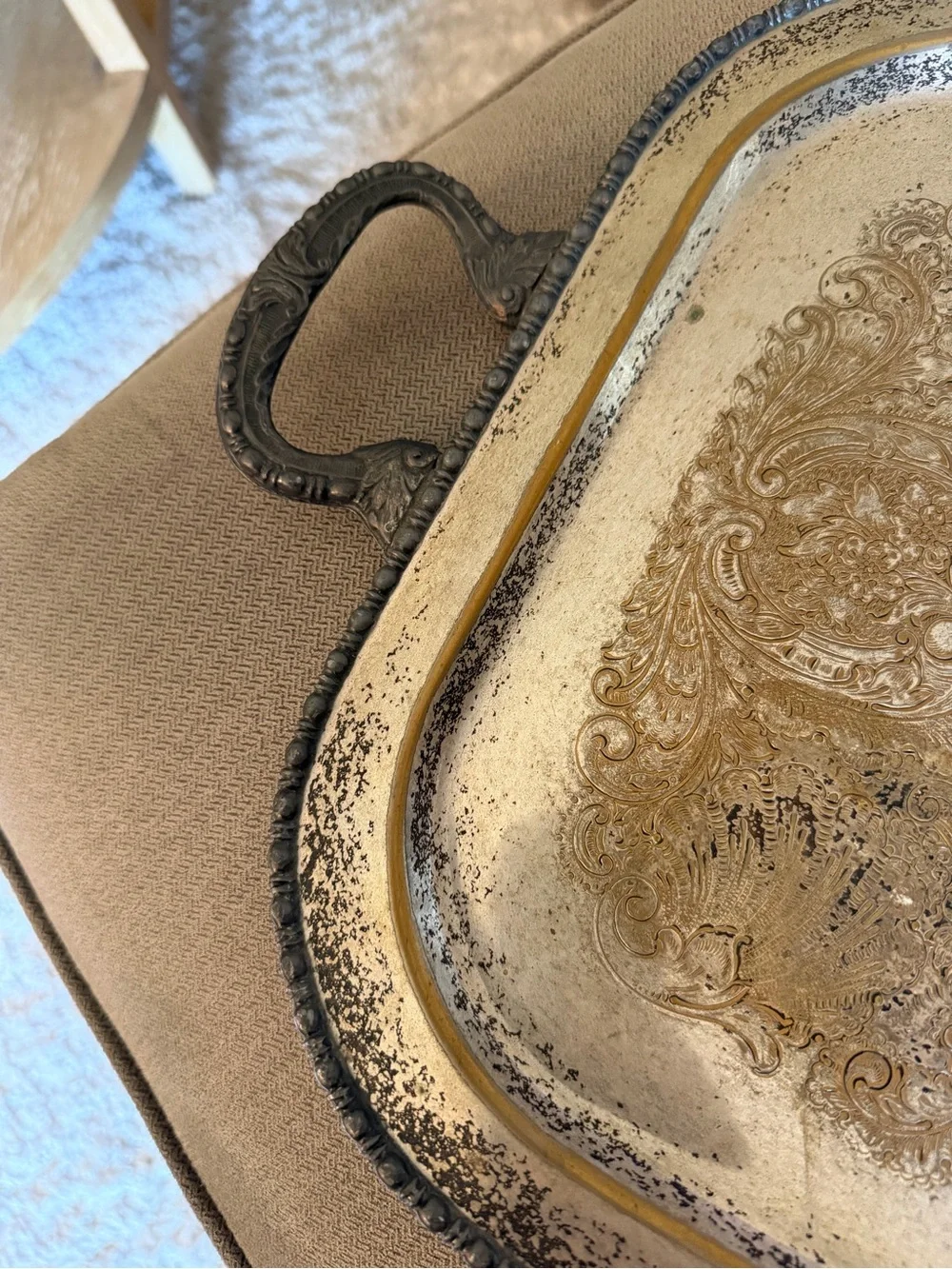 Vintage Sheffield Silver Co. Silver on Copper Serving Tray
